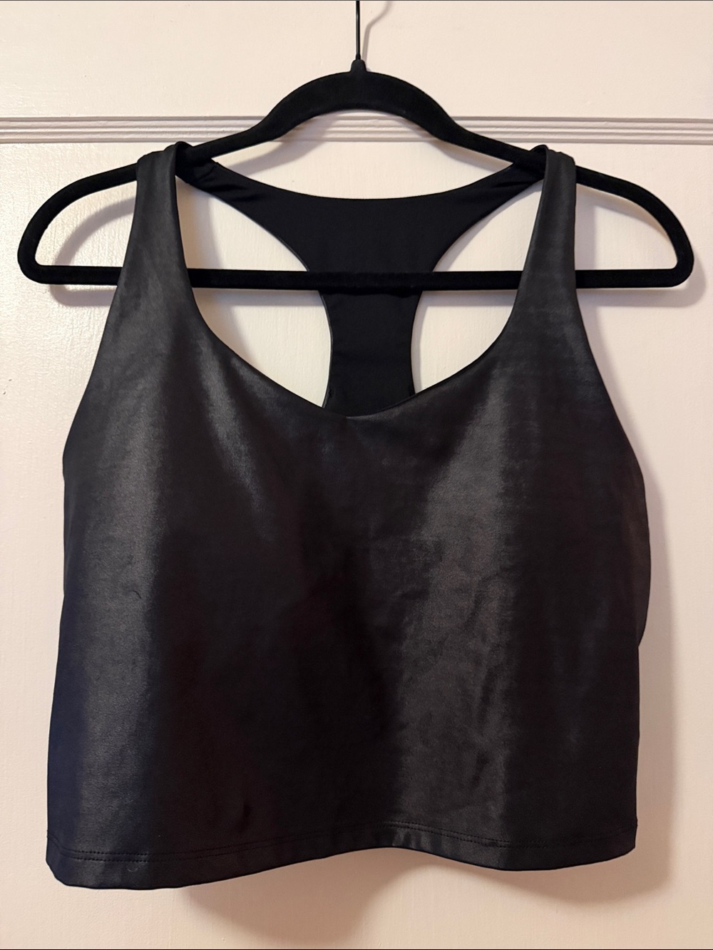 Fabletics Black Racerback Satin-Look Sports Bralette
